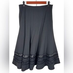 Sunny Leigh Black Fit and Flare Skirt with Velvet Ribbon Detail Bottom